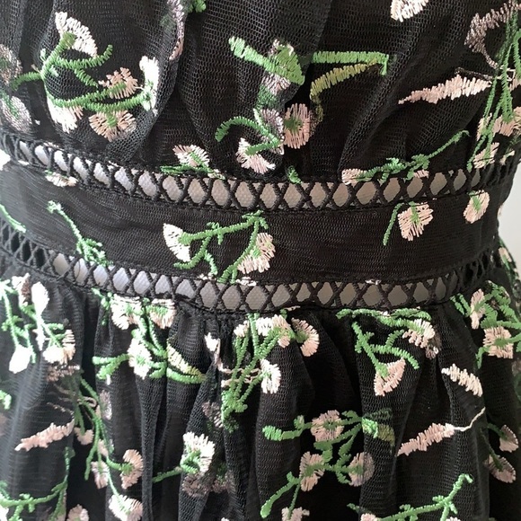 NWT Lulus Radiant Love Black Embroidered Skater Dress S - Picture 8 of 14